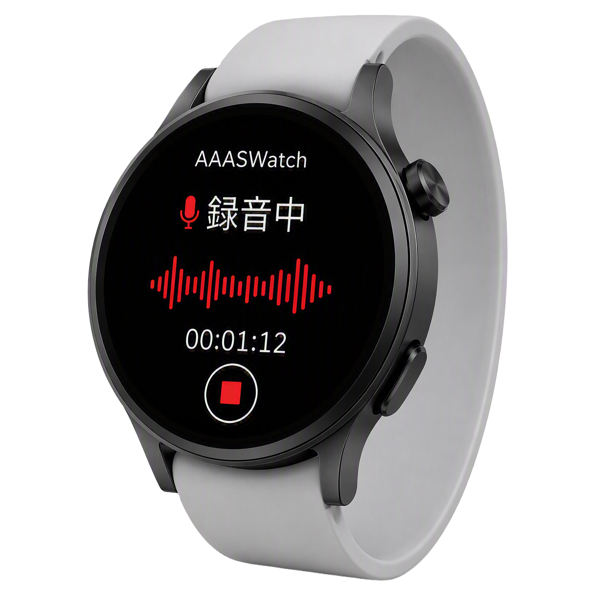 カスハラWatch本体斜め＿グレー色ベルト